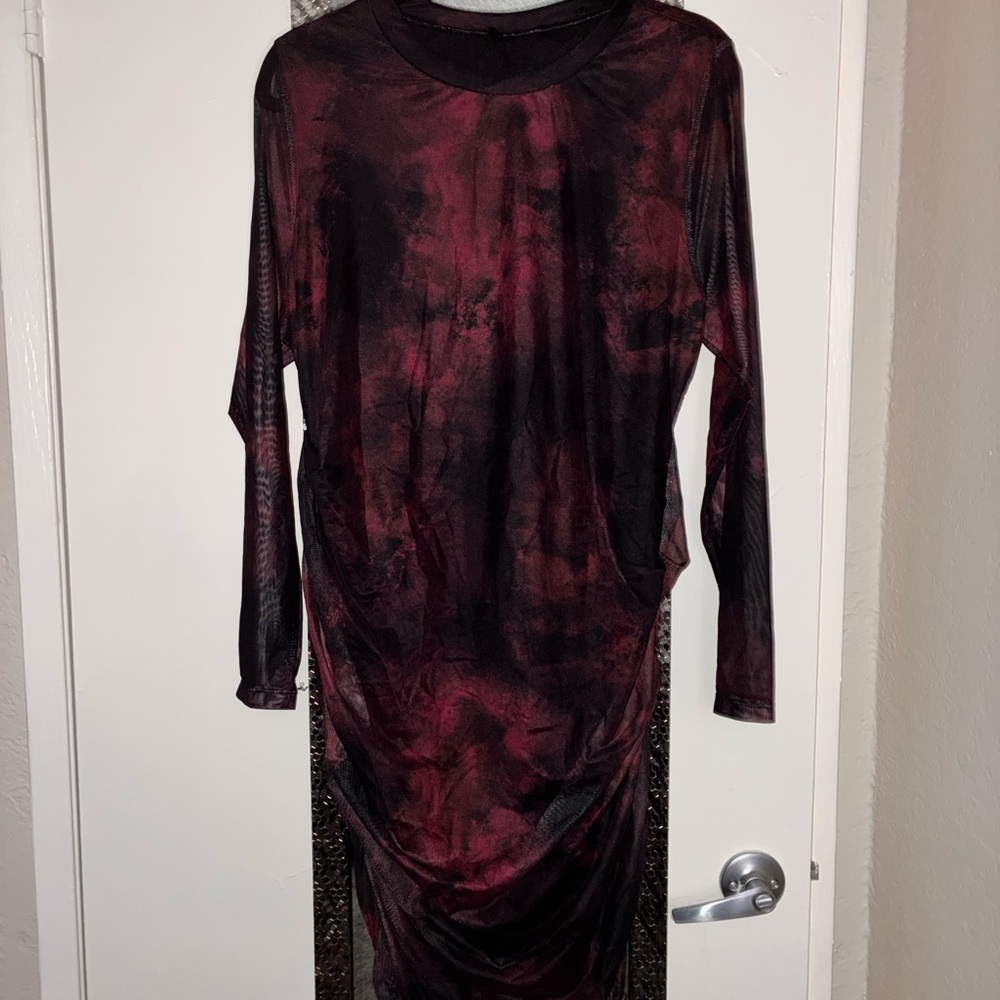 SHEIN Deep Red Long Sleeve Dress